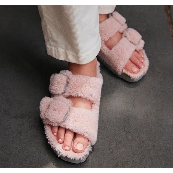 BIRKENSTOCK Papillio Teddy Crystal Rose Arizona Big Buckle Shearling 37/US 6 New - Picture 5 of 12